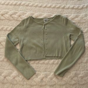Light Green Cropped Sweater Button Up, Princess Polly, Size US 6